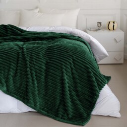 Snug Soft Chunky Ribbed Cord Plush Throw Blanket - Emerald / 200x240 - thumbnail 4