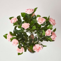 Homescapes Pink Potted Rose Tree Artificial Plant with green leaves, 90 cm - Pink - thumbnail 3