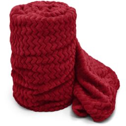 Snug Soft Chevron Patterned Blanket Mink Throw  - Red / 127x152 - thumbnail 4