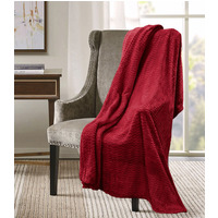 Snug Soft Chevron Patterned Blanket Mink Throw  - Red / 127x152 - thumbnail 1