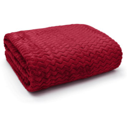 Snug Soft Chevron Patterned Blanket Mink Throw  - Red / 127x152 - thumbnail 5