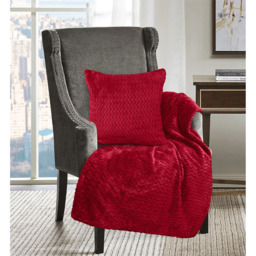 Snug Soft Chevron Patterned Blanket Mink Throw  - Red / 127x152 - thumbnail 2