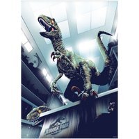 Jurassic Park Raptors In Kitchen Limited Edition 30th Anniversary Art Print - Multi