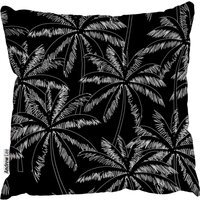 White outline palm trees on the black Cushion - Black / 60cm