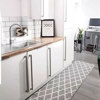 Grey White Classic Trellis Living Room Rug - Grey / 240 x 60cm - image 1