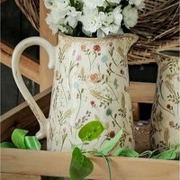 Wild Flowers Ceramic Vase Jug With Handle - Multicolour / 23cm