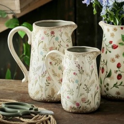 Wild Flowers Ceramic Vase Jug With Handle - Multicolour / 23cm - thumbnail 2