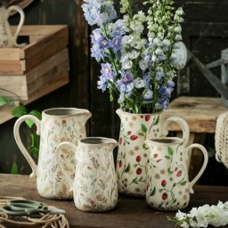 Wild Flowers Ceramic Vase Jug With Handle - Multicolour / 23cm - thumbnail 4