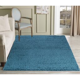 Desire Rugs Plain Living Room Fluffy Shaggy Area Rugs - Teal / 60x110 - thumbnail 3