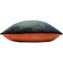 Tropical Cheetah Velvet Piped Cushion - Teal / Feather - thumbnail 3