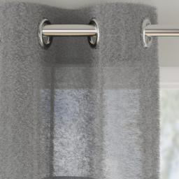 Pair of Andorra Grey Textured Fabric Header Sheer Voile Panels - Grey / 183cm - thumbnail 5