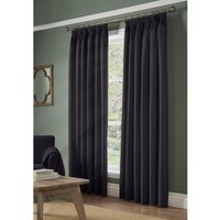 Essential Pencil Pleat Taped Top Curtains - Charcoal / 117cm / 183cm