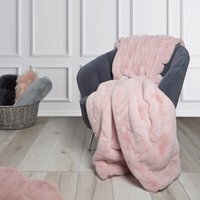 Rabbit Faux Fur Throw - Blush / Extra Large