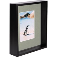"Nicola Spring 8"" x 10"" 3D Deep Box Photo Frame - 4"" x 6"" Mount - Black/Grey"