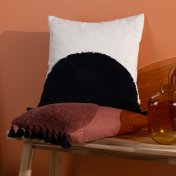 Radian Semi Circle Tufted Cotton Tasselled Cushion - Brick - thumbnail 3