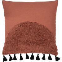 Radian Semi Circle Tufted Cotton Tasselled Cushion - Brick - thumbnail 1