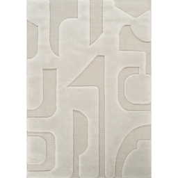 Freya Living Room Area Rug Contemporary 3D Embossed Modern Boho Design - Cream / 170cm - thumbnail 2