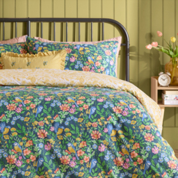 Emerie Floral Reversible Duvet Cover Set - Navy / Superking - thumbnail 4
