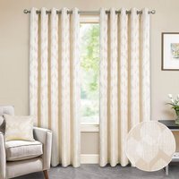 Halo Lined Eyelet Curtains - Cream / 114cm / 137cm