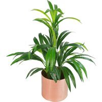 Artificial Bamboo Leaf Shrub with Brushed Copper Planter - Green
