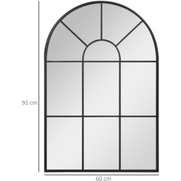 HOMCOM Modern Arched Wall Mirror Window Mirrors for Living Room - Black - thumbnail 3