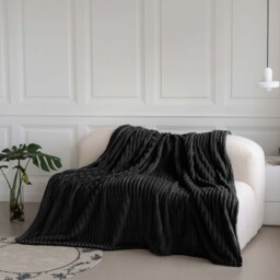 Snug Soft Chunky Ribbed Cord Plush Throw Blanket - Black  / 305x305 - thumbnail 5