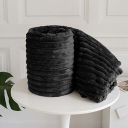 Snug Soft Chunky Ribbed Cord Plush Throw Blanket - Black  / 305x305 - thumbnail 3