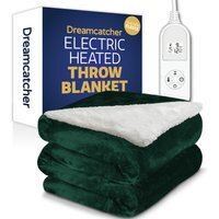 Dreamcatcher Sherpa Fleece Electric Heated Throw Blanket 160 x 120cm - Green - thumbnail 1