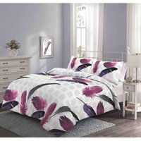Feathers Duvet Cover Set - Purple / Double