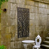 MirrorOutlet Amarelle Metal Tree design Garden screen 120 X 60cm - Antique Black - image 1