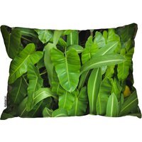Abstract Background Of Dark Green Leaves Outdoor Cushion - Green - image 1