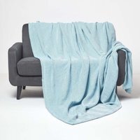 Homescapes Cotton Halden Chevron Throw - Teal / 200cm - image 1