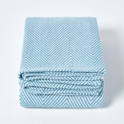 Homescapes Cotton Halden Chevron Throw - Teal / 200cm - thumbnail 3
