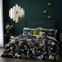 Midnight Bee Floral Velvet Duvet Cover Set - Black / King - thumbnail 1