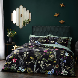 Midnight Bee Floral Velvet Duvet Cover Set - Black / King - thumbnail 4