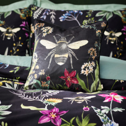 Midnight Bee Floral Velvet Duvet Cover Set - Black / King - thumbnail 2