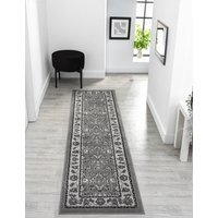 Obsidian Modern Low Pile Area Rug - Classical Traditional Design Grey Rug - Grey / 220cm - thumbnail 1