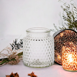 Bobble Pattern Glass Jar Vase H11cm - Clear - thumbnail 3