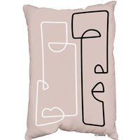 Line Art Of Two Faces Outdoor Cushion - Pink - image 1