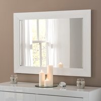 Gloss White Wave Framed Mirror - White / 77cm