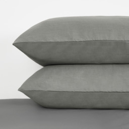 Pair Of Housewife Cotton Pillowcases - Grey - thumbnail 3