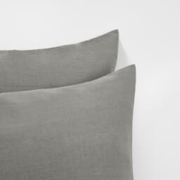 Pair Of Housewife Cotton Pillowcases - Grey - thumbnail 2