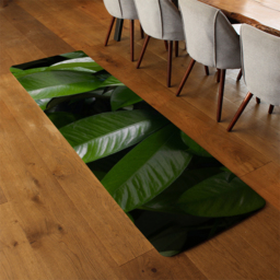 Closeup of beautiful glossy green leaves Designer Runner Rug - Green - thumbnail 3