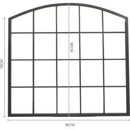 Lifeideas Metal Frame Window Style Wall Mirror - Black / 96cm W x 2cm D x 90cm H - thumbnail 3