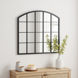 Lifeideas Metal Frame Window Style Wall Mirror - Black / 96cm W x 2cm D x 90cm H - thumbnail 4