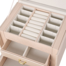 Lockable 5 Tiers Faux Leather Jewellery Storage Box - Pink - thumbnail 5