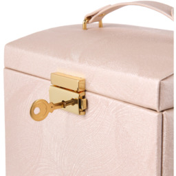 Lockable 5 Tiers Faux Leather Jewellery Storage Box - Pink - thumbnail 4