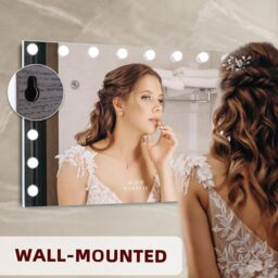 VANITII Mary Hollywood Vanity Make Up Mirror 18 Dimmable LED Bulbs - Metal White - thumbnail 4