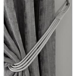 Charlotte Four Strand Rope Curtain Tie Backs Pair - Silver - thumbnail 2