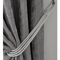 Charlotte Four Strand Rope Curtain Tie Backs Pair - Silver - thumbnail 1